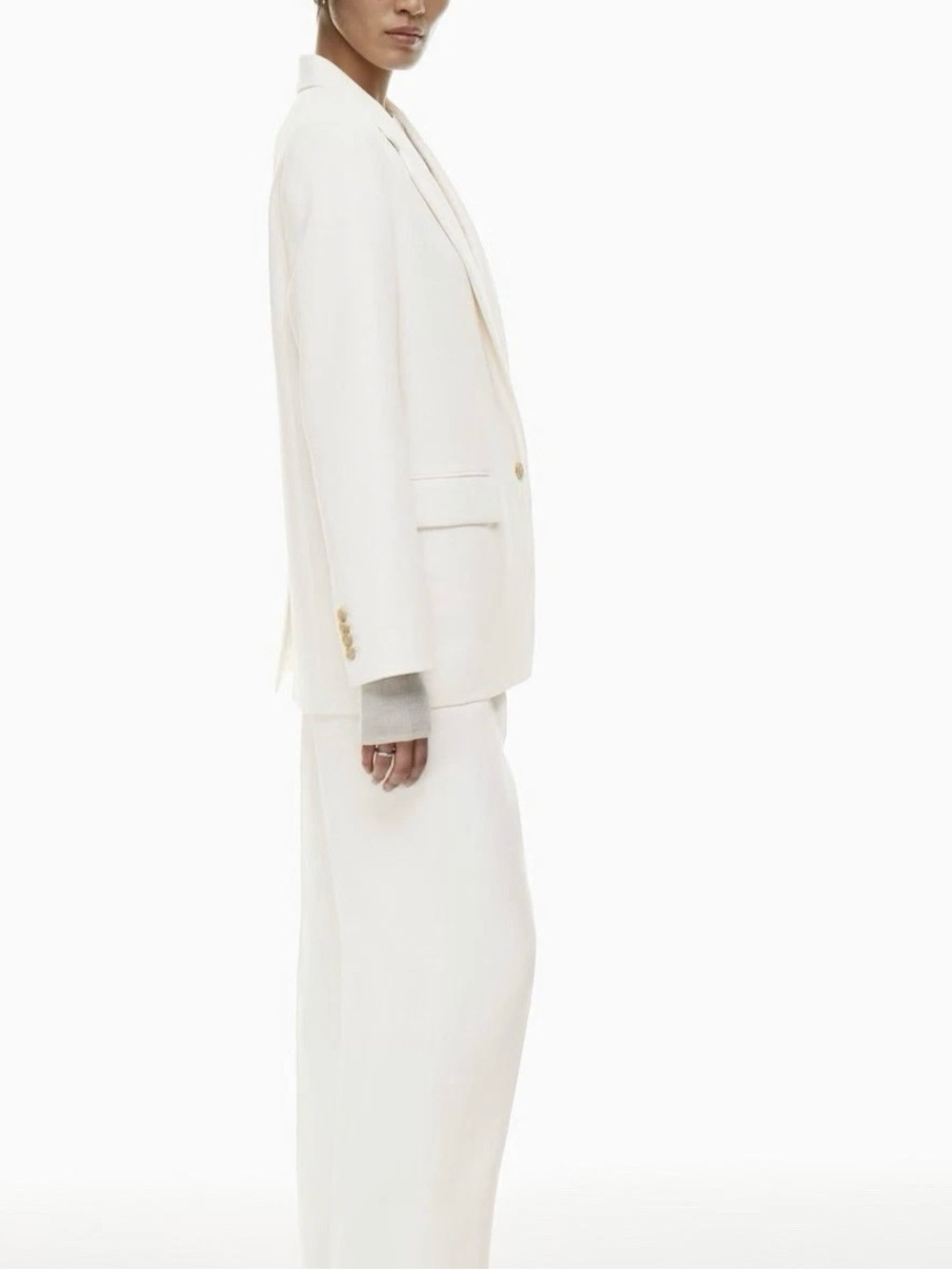 Aritzia Wilfred Generation Blazer Women’s Large Light Birch White Oversized - Picture 13 of 15